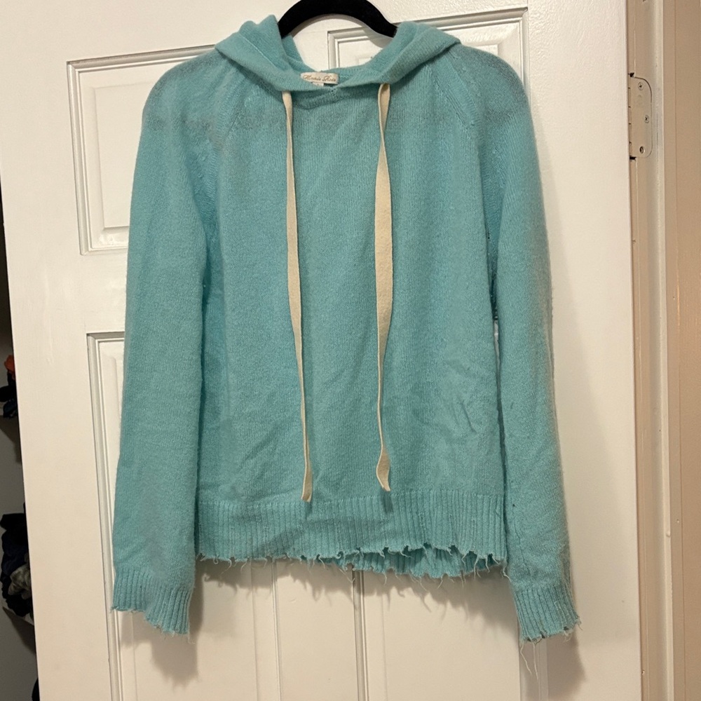 Minnie Rose 100% Cashmere Distressed Hoodie